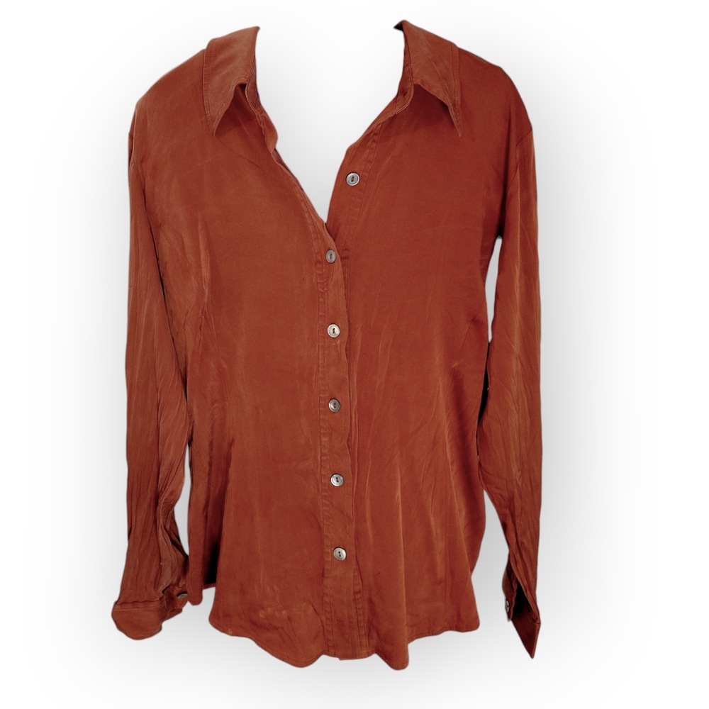 Jalouze Women's Size 14 Long Sleeve Rust Top Button Down